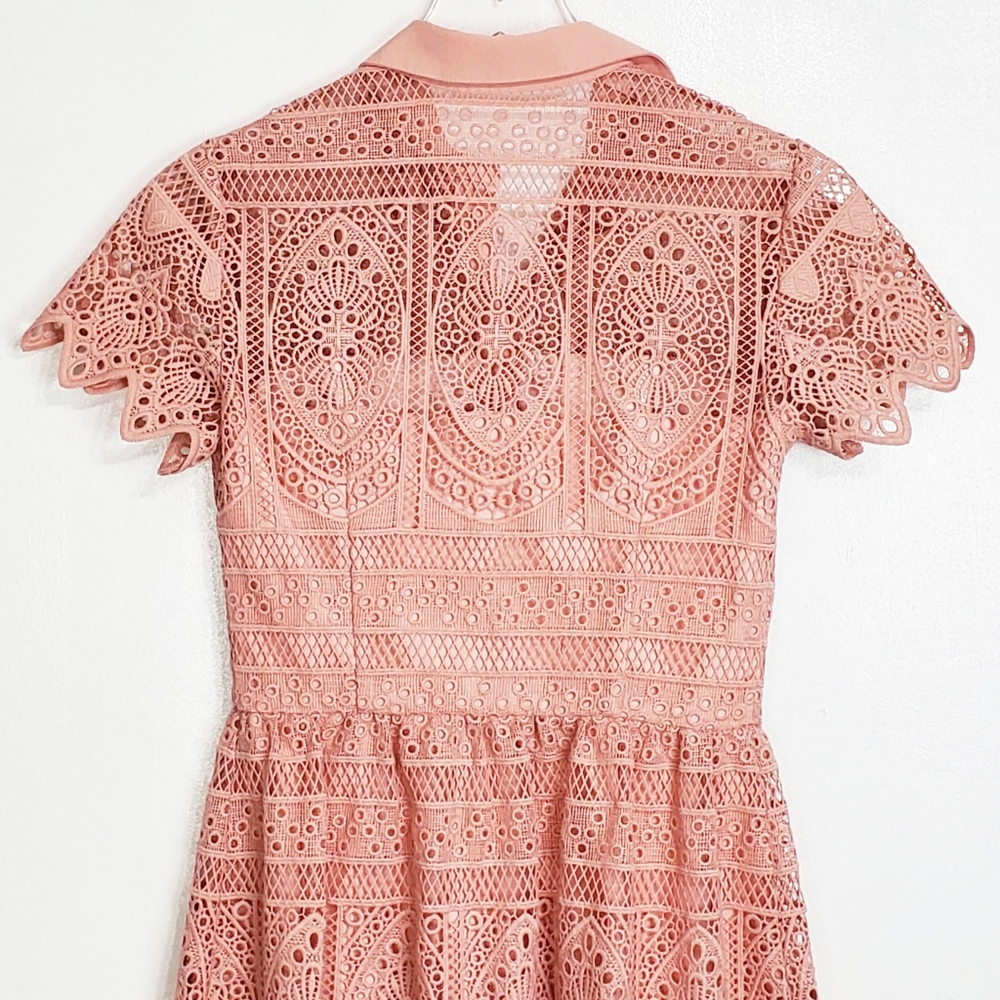 ANTONIO MELANI Blush Pink Lace Shirt Dress - Picture 7 of 14